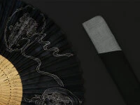 Handfächer Fujin Raijin, Donner-Gott, Schwarz 9 Handfächer Fujin Raijin, Donner-Gott, Schwarz – Bild 7