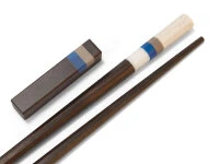 Japanische Essstäbchen Aoyama Blue, Ebenholz, Mit Ablage