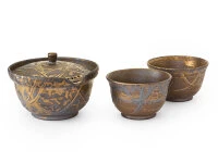 Japanisches Teeservice Kurokinsai, 3-teilig